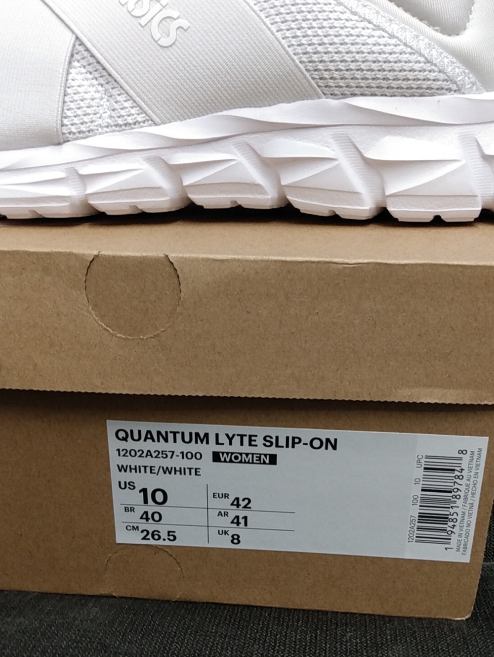 ASICS Slip-On Sneakers Quantum Lyte Slip-On Womens Sz 10 Shoe White 1202A257-100 - Picture 7 of 16